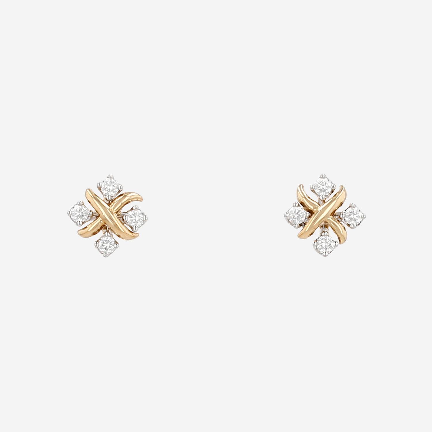 Tiffany 
Co Sixteen Stones earrings in yellow gold, platinium and diamonds