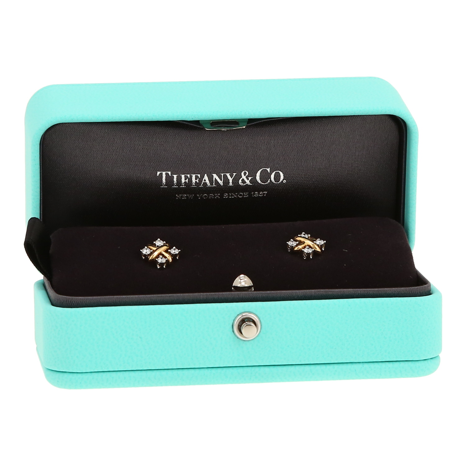 Pendientes Tiffany 
Co Sixteen Stones de oro amarillo, platino y diamantes - Detail D2