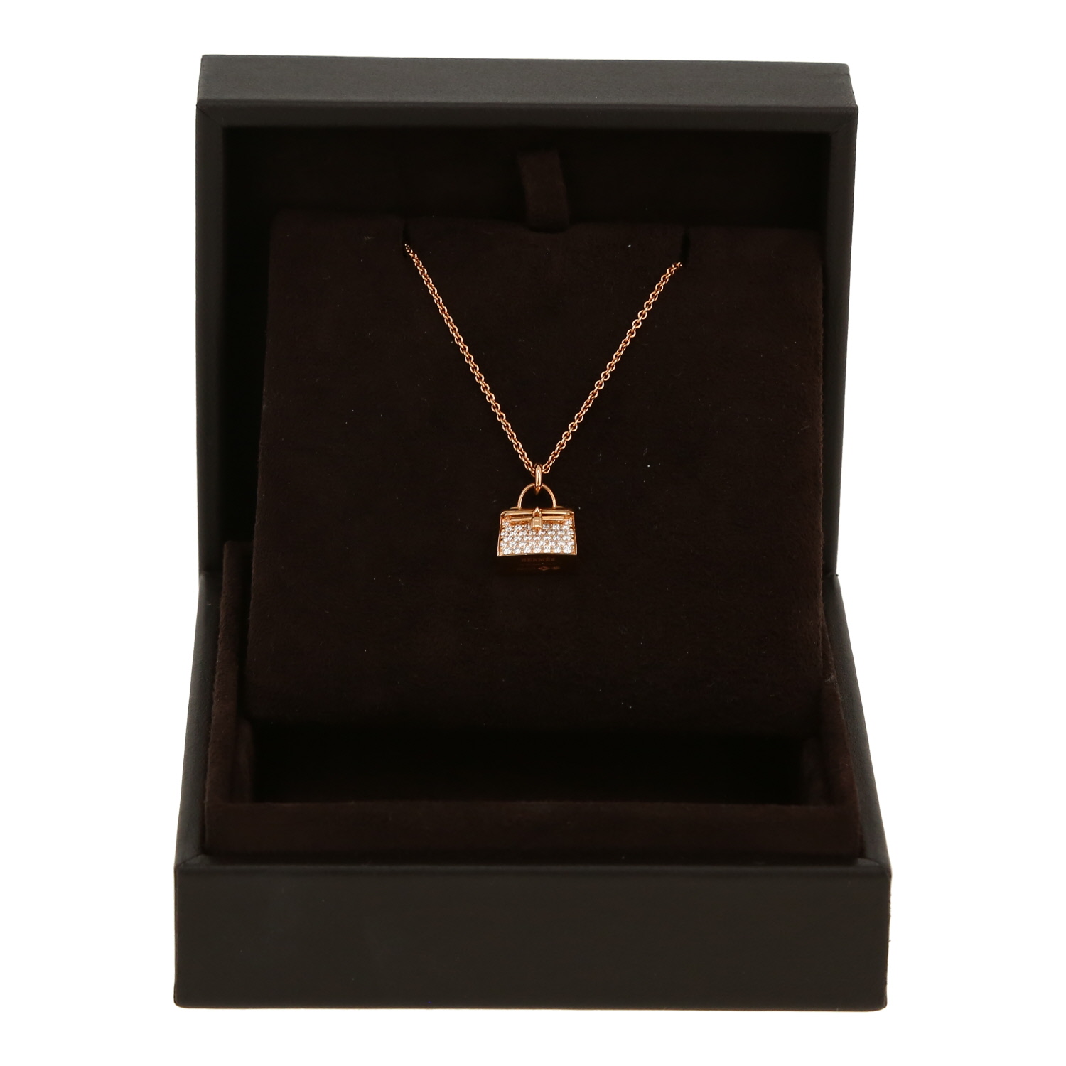 Hermès Amulettes Kelly pendant in pink gold and diamonds - Detail D2