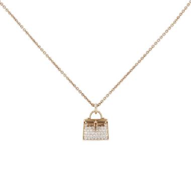 Pendentif Hermès Amulettes Kelly en or rose et diamants
