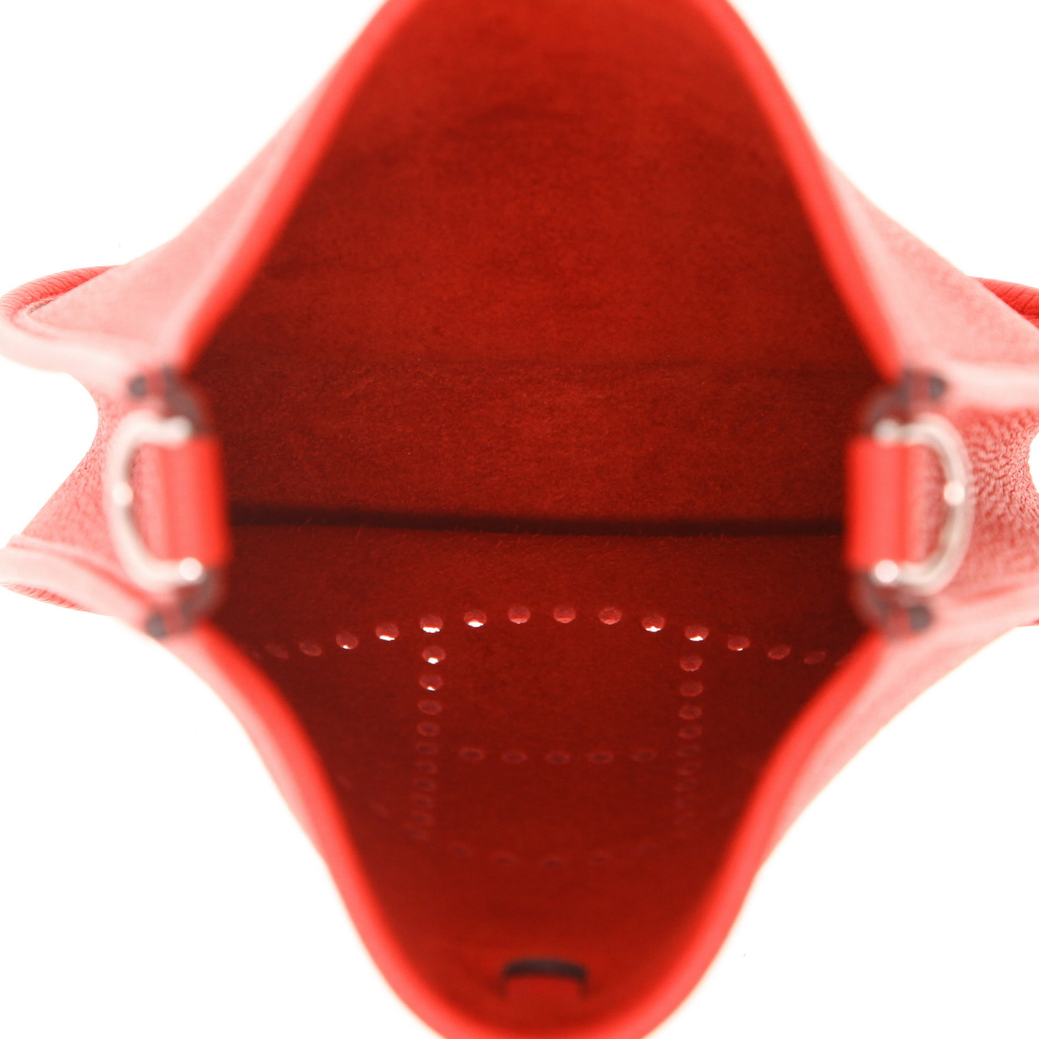 Sac bandoulière Hermès  Mini Evelyne en cuir taurillon clémence rouge - Detail D3