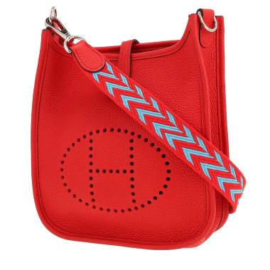 Hermès  Mini Evelyne shoulder bag  in red leather taurillon clémence