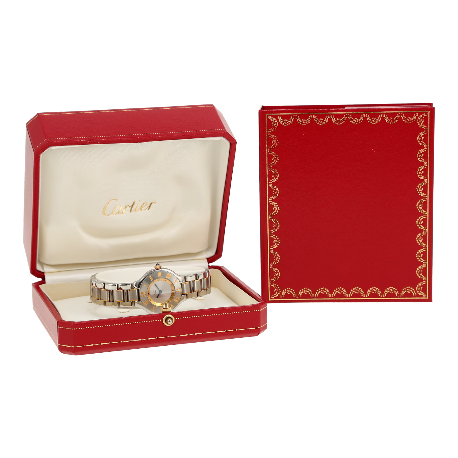 Cartier Must 21  in stainless steel and gold plated Ref: Cartier - 1340  Circa 1990 - Detail D2