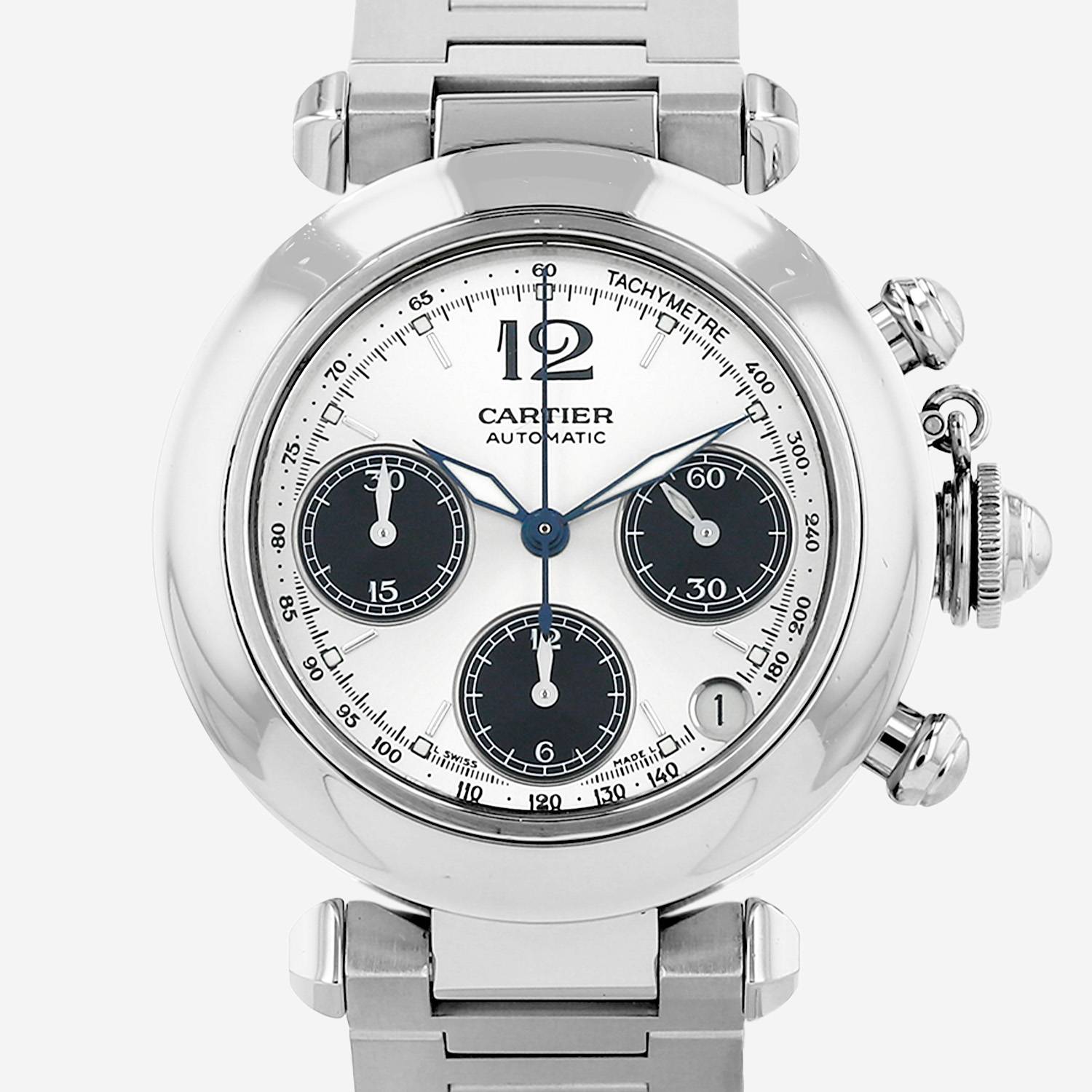 Montre Cartier Pasha Chrono en acier Ref: Cartier - 2412  Vers 2000