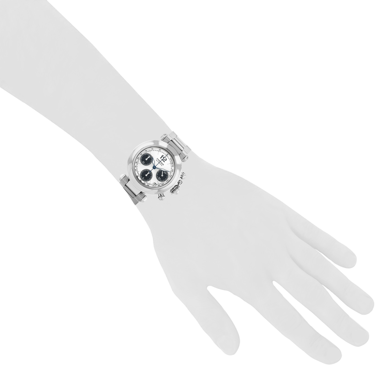 Cartier Pasha Chrono  in stainless steel Ref: Cartier - 2412  Circa 2000 - Detail D1