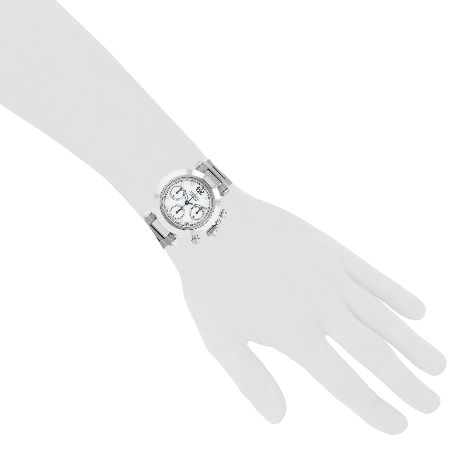 Cartier Pasha Chrono  in stainless steel Ref: Cartier - 2412  Circa 1990 - Detail D1