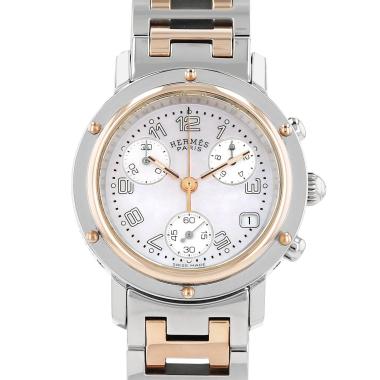 Hermès Clipper Chrono  in stainless steel and gold plated Ref: Hermès - CL1.321  Circa 2000