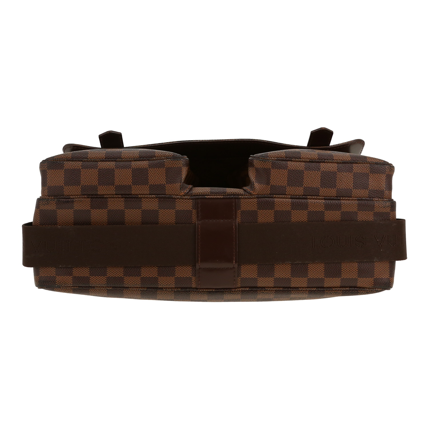 Louis Vuitton  Messenger shoulder bag  in ebene damier canvas  and brown leather - Detail D1