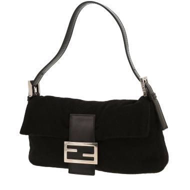 Sac à main Fendi  Baguette en laine noire et cuir noir