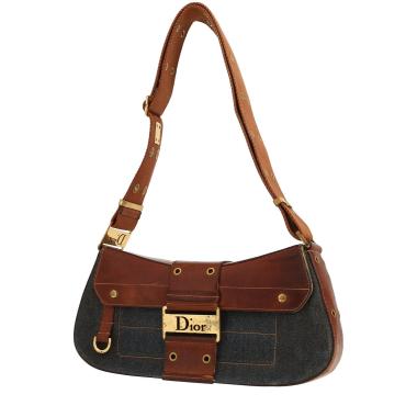 Bolso de mano Dior  Colombus en cuero marrón y lona denim azul