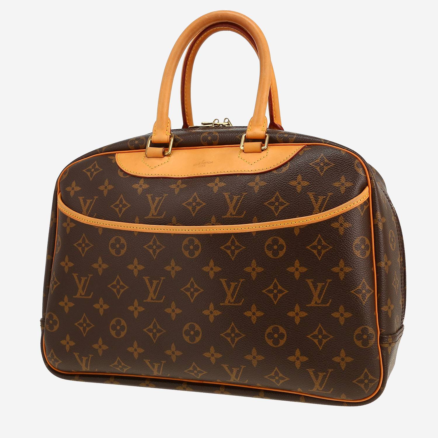 Louis Vuitton  Deauville handbag  in brown monogram canvas  and natural leather
