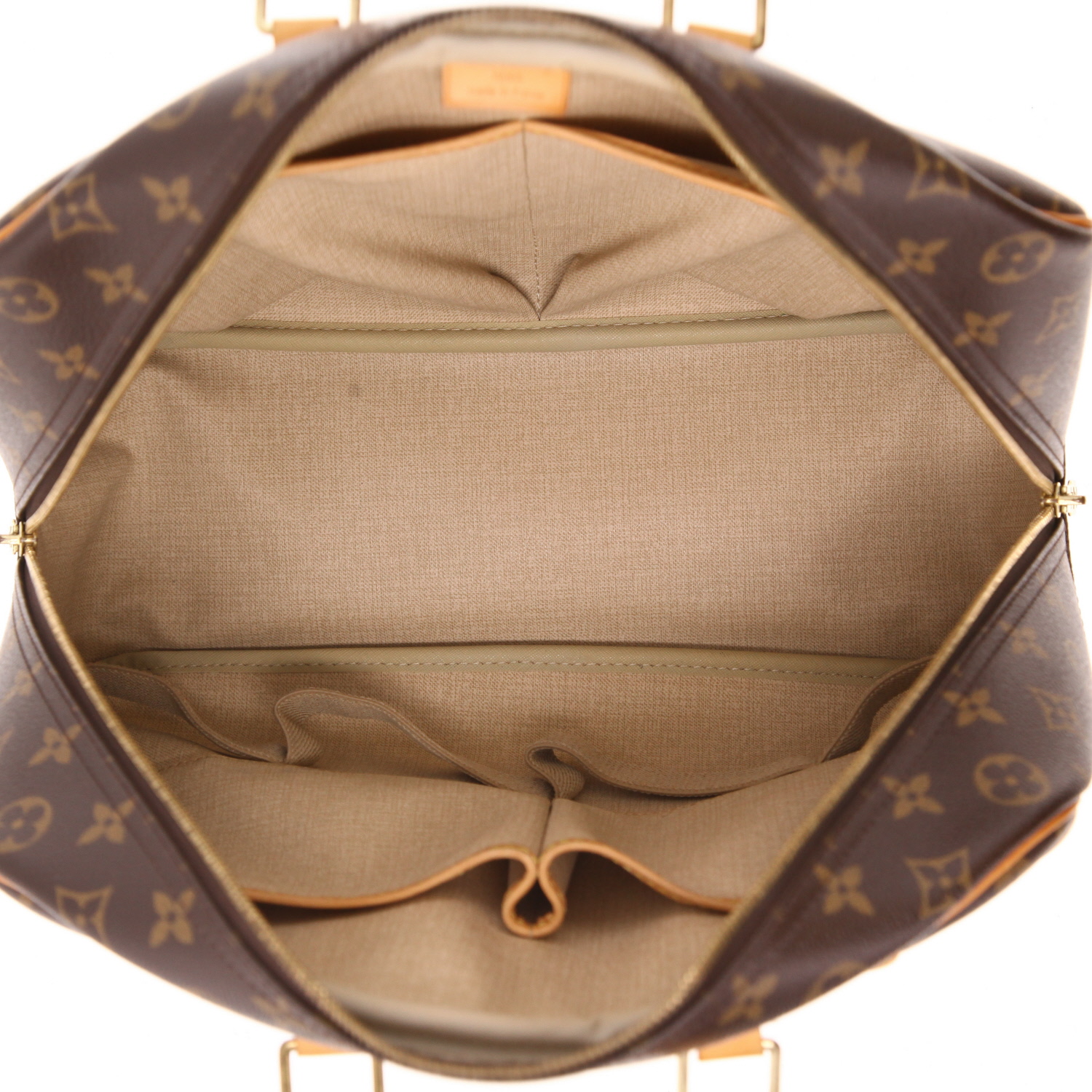Louis Vuitton  Deauville handbag  in brown monogram canvas  and natural leather - Detail D3