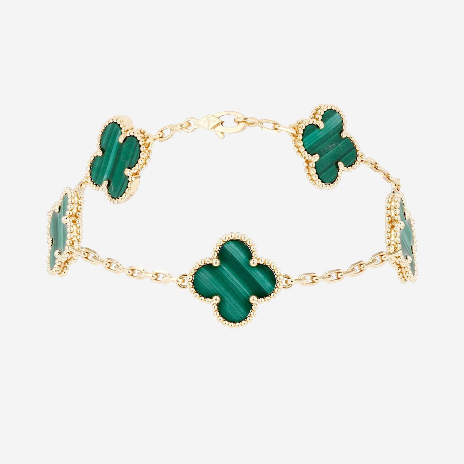 Bracelet Van Cleef 
Arpels Vintage Alhambra en or jaune et malachite