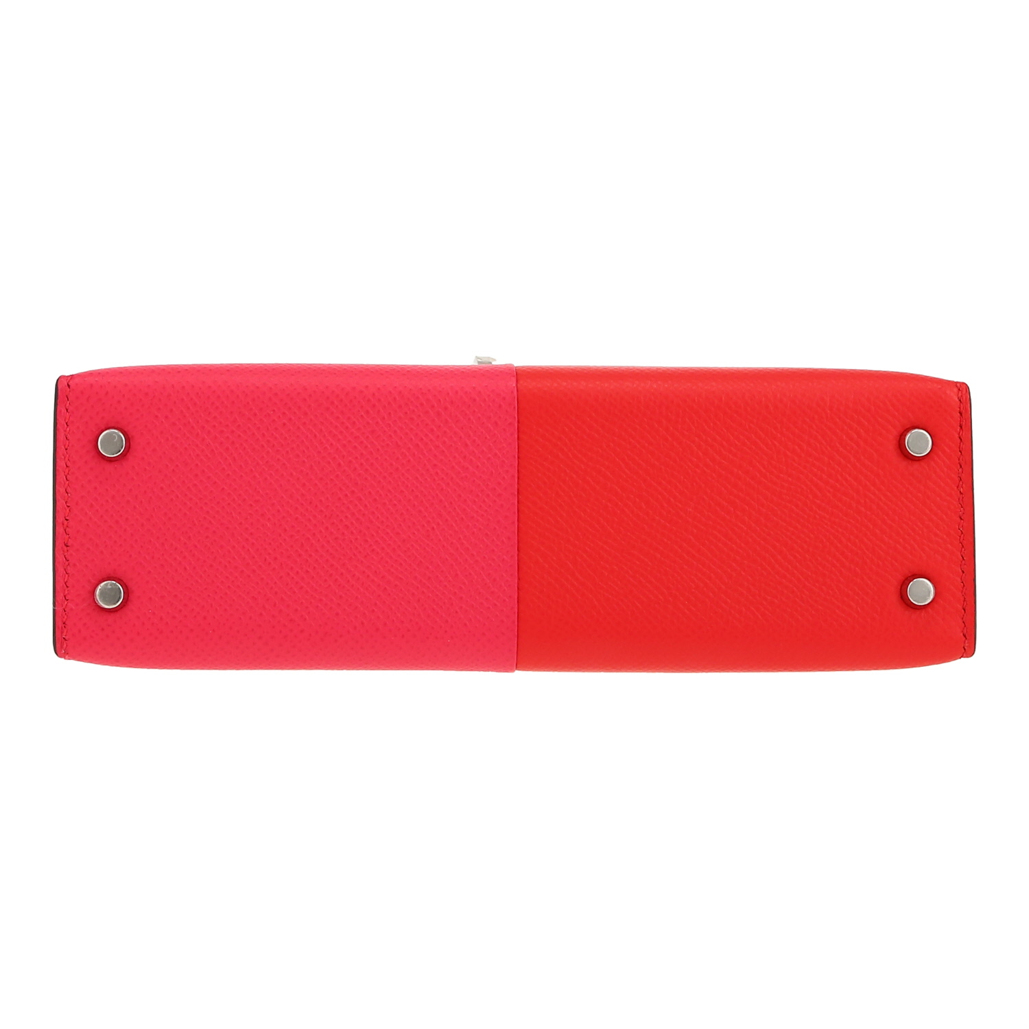 Hermès  Kelly 20 cm Casaque handbag  in Rose extrême and Rouge de Coeur epsom leather - Detail D1