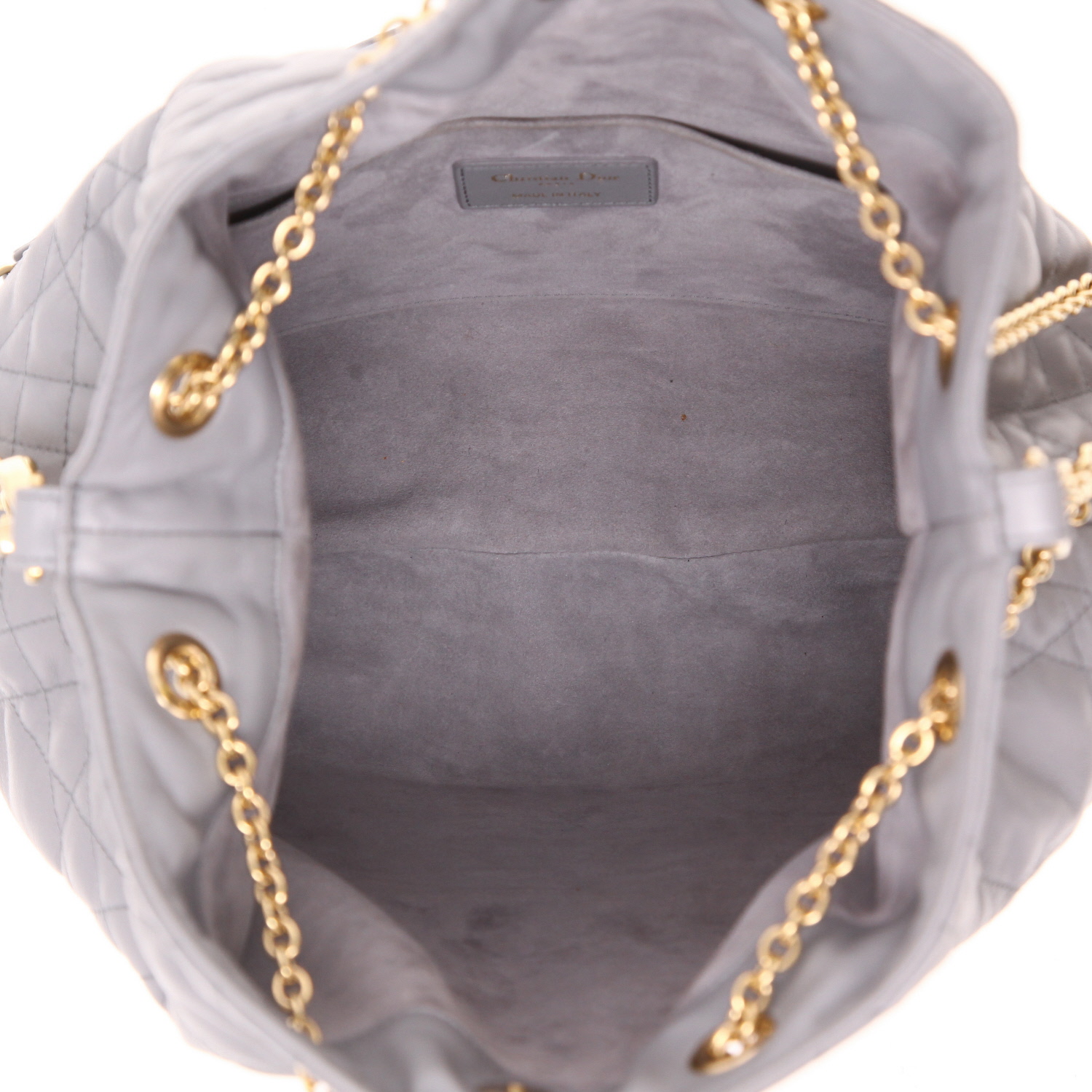 Dior   handbag  in grey leather cannage - Detail D3