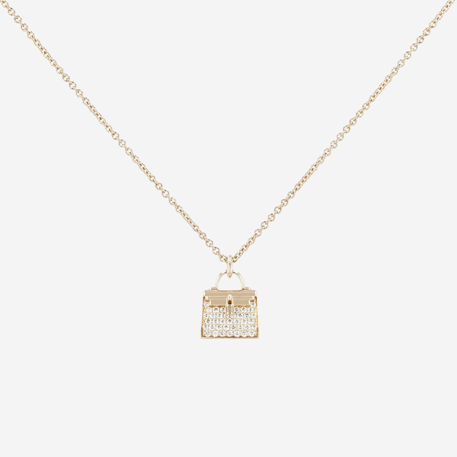 Hermès Amulettes Kelly necklace in pink gold and diamonds