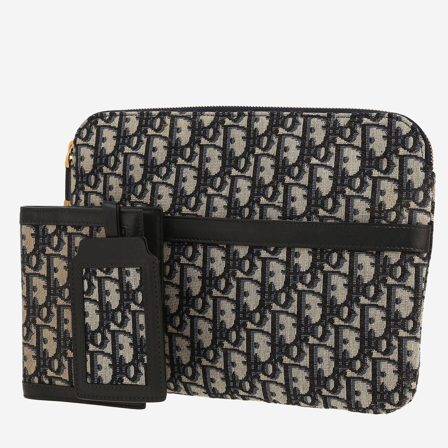 Dior  Kit de Voyage pouch  in blue monogram canvas Oblique  and blue leather