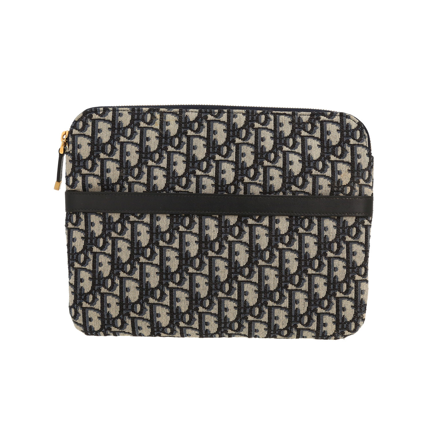 Dior  Kit de Voyage pouch  in blue monogram canvas Oblique  and blue leather - Detail D4