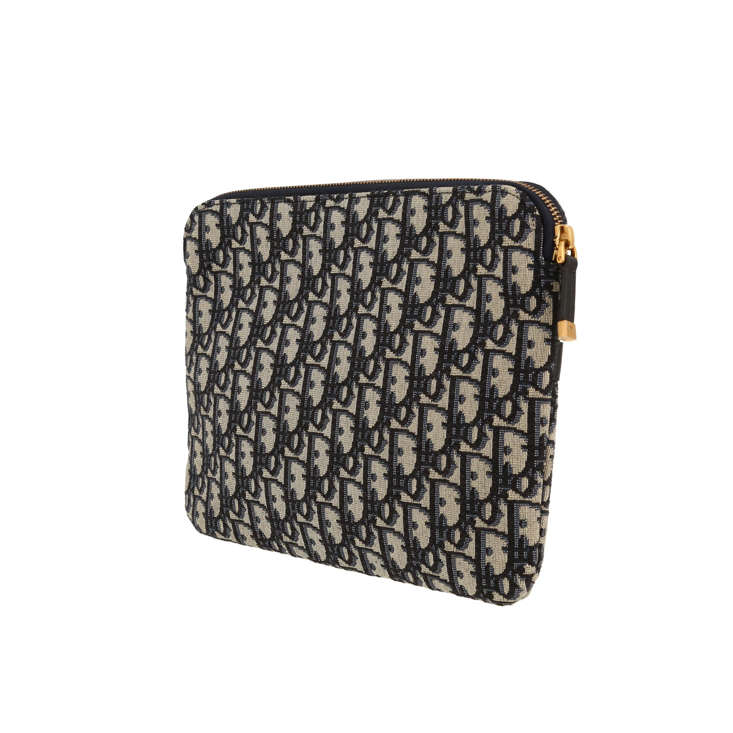 Pochette Dior  Kit de Voyage en toile monogram Oblique bleue et cuir bleu - Detail D6