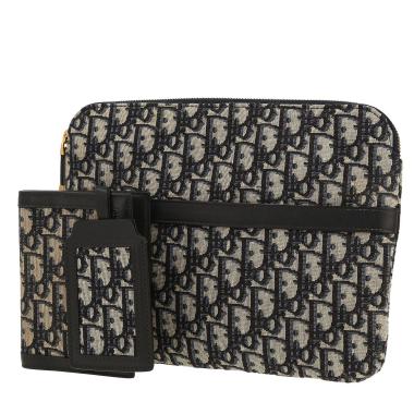 Dior  Kit de Voyage pouch  in blue monogram canvas Oblique  and blue leather