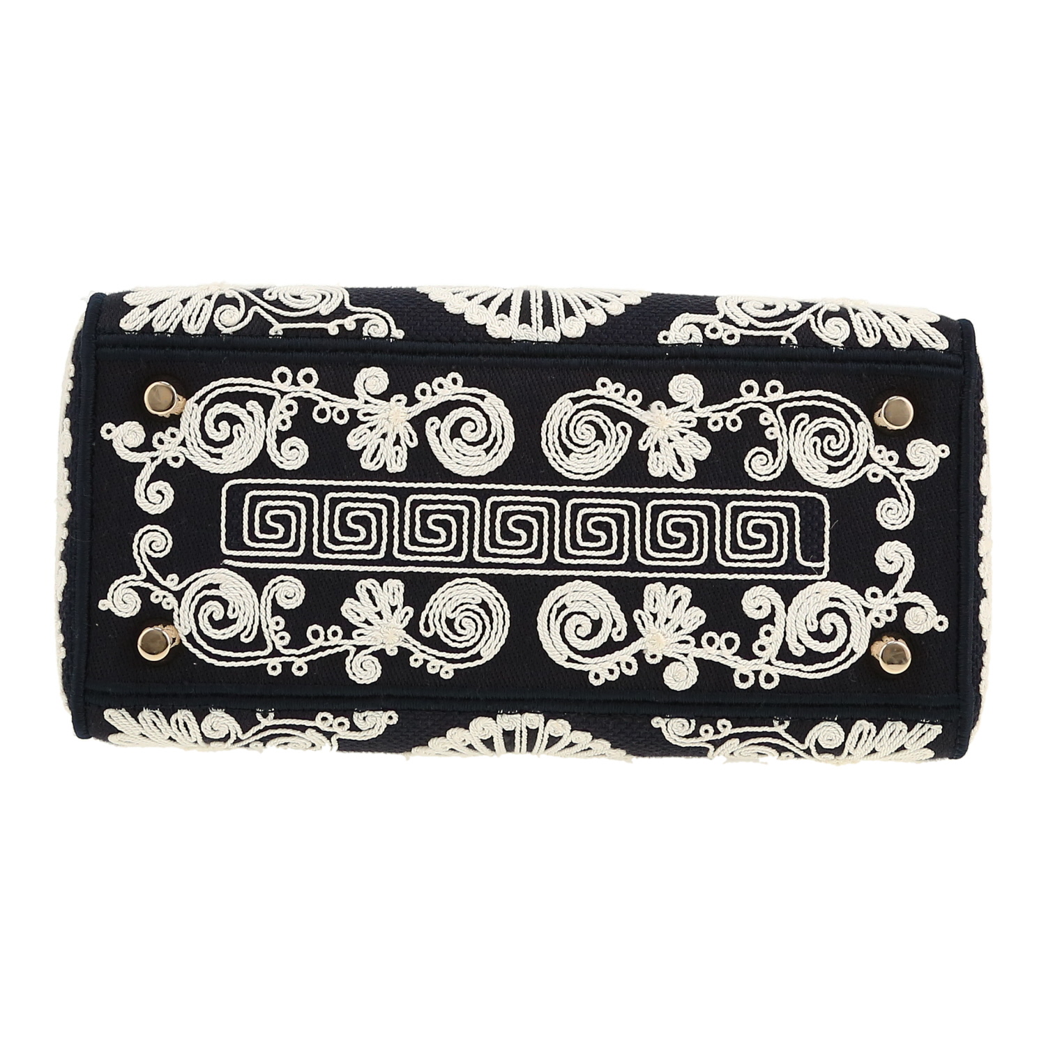 Borsa Dior  Lady Dior in tela blu marino e bianca - Detail D1