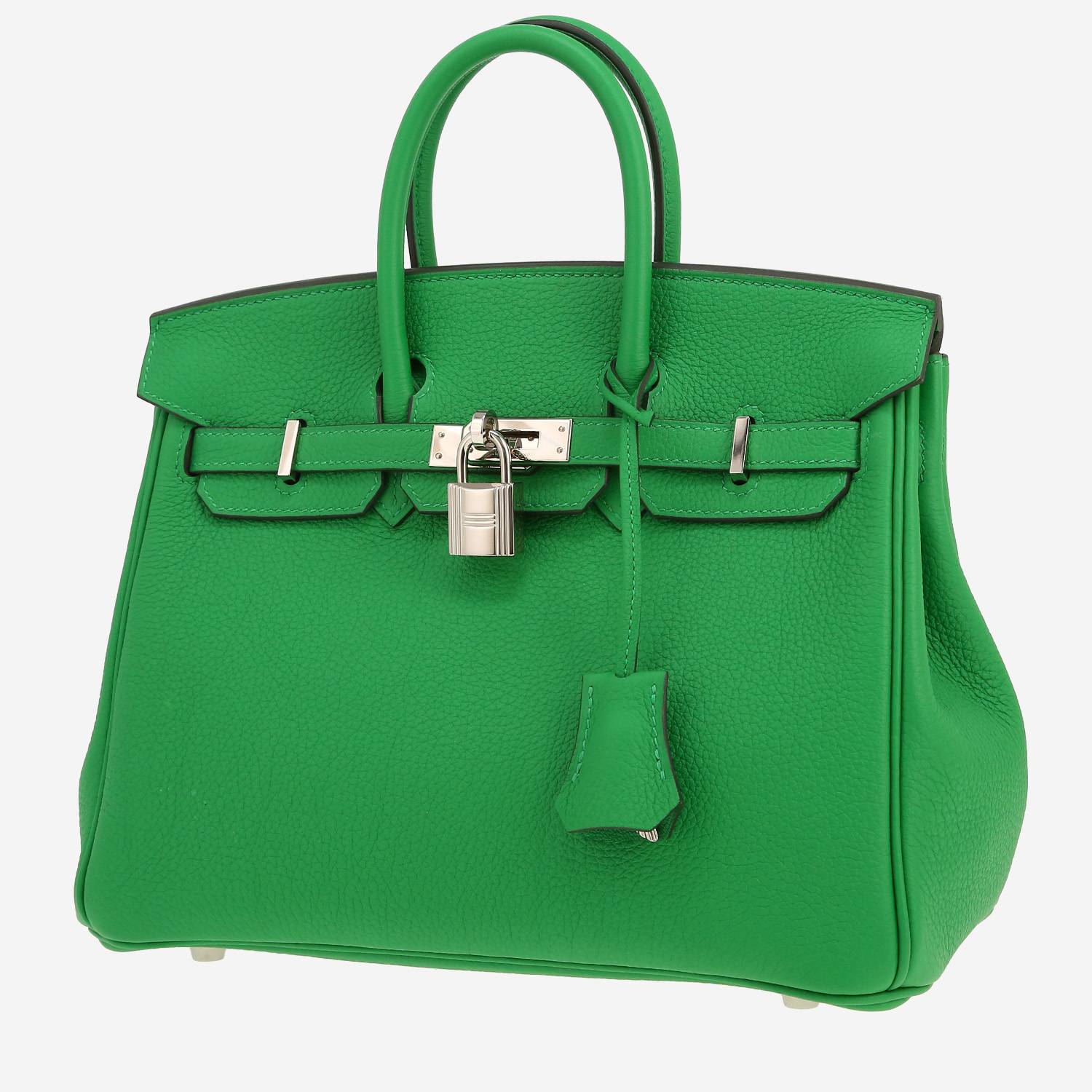 Borsa Hermès  Birkin 25 cm in pelle togo verde Bamboo