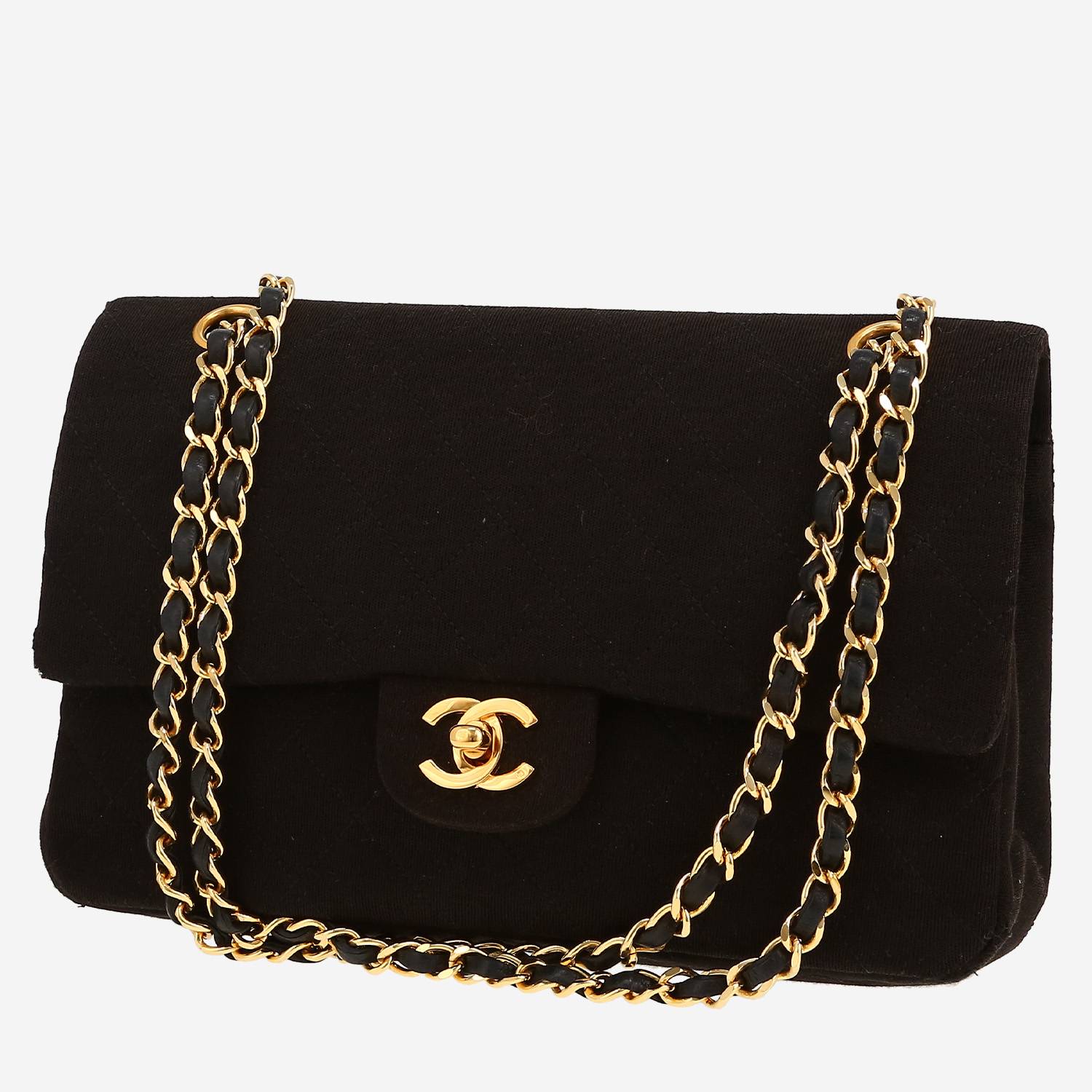 Chanel  Timeless Vintage handbag  in black jersey canvas