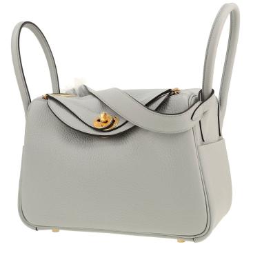 Bolso de mano Hermès  Lindy 26 cm en cuero taurillon clémence Bleu Lin