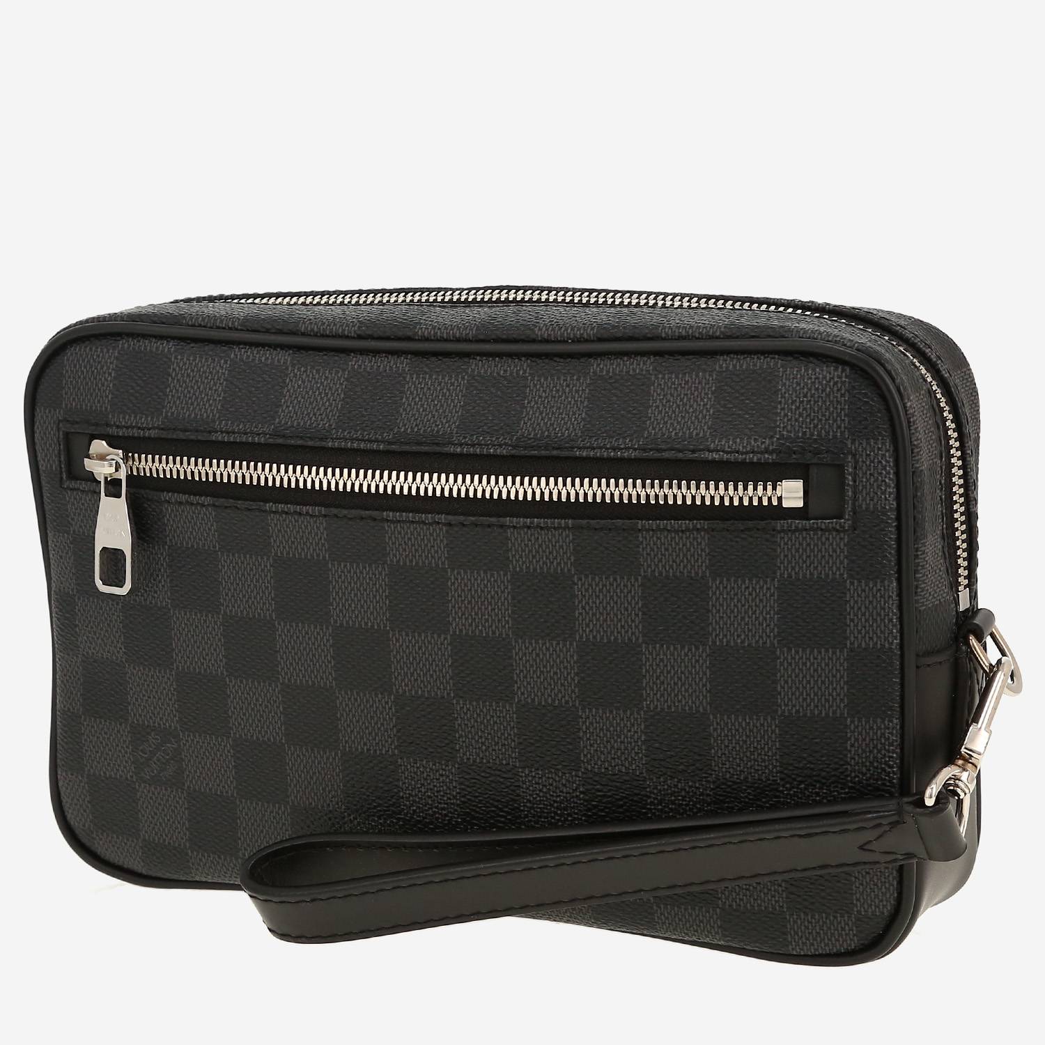 Louis Vuitton   pouch  in grey Graphite damier canvas  and black leather