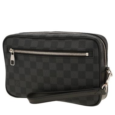 Pochette Louis Vuitton   en toile damier gris Graphite et cuir noir