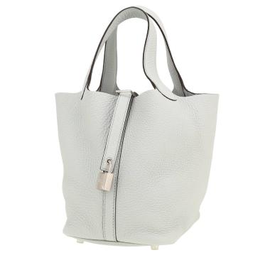 Bolso de mano Hermès  Picotin 18 cm en cuero taurillon clémence Bleu Lin
