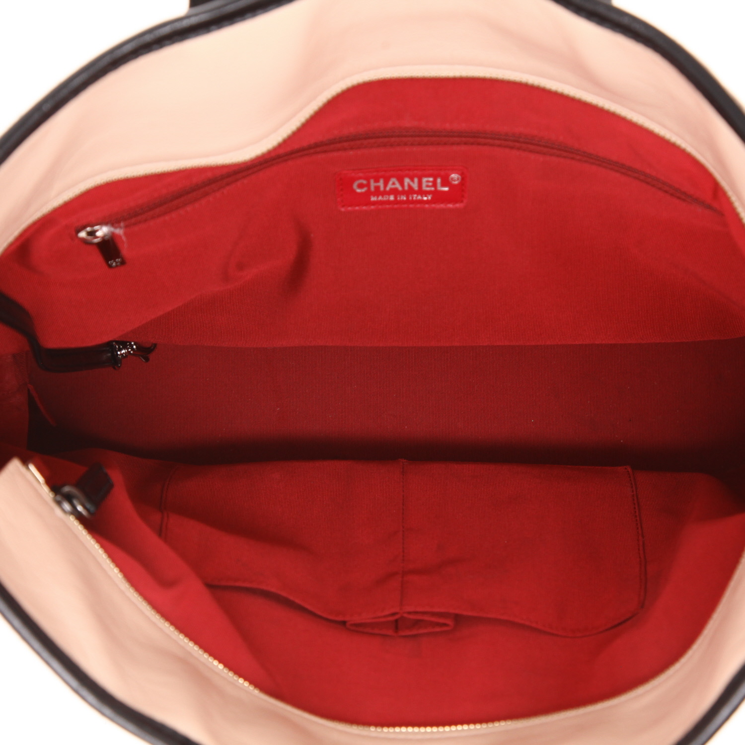 Borsa shopping Chanel  Gabrielle  in pelle trapuntata beige e pelle Noir - Detail D3