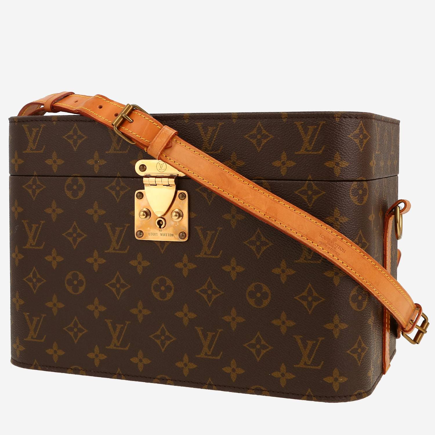 Louis Vuitton  Vanity en toile monogram enduite marron et cuir naturel