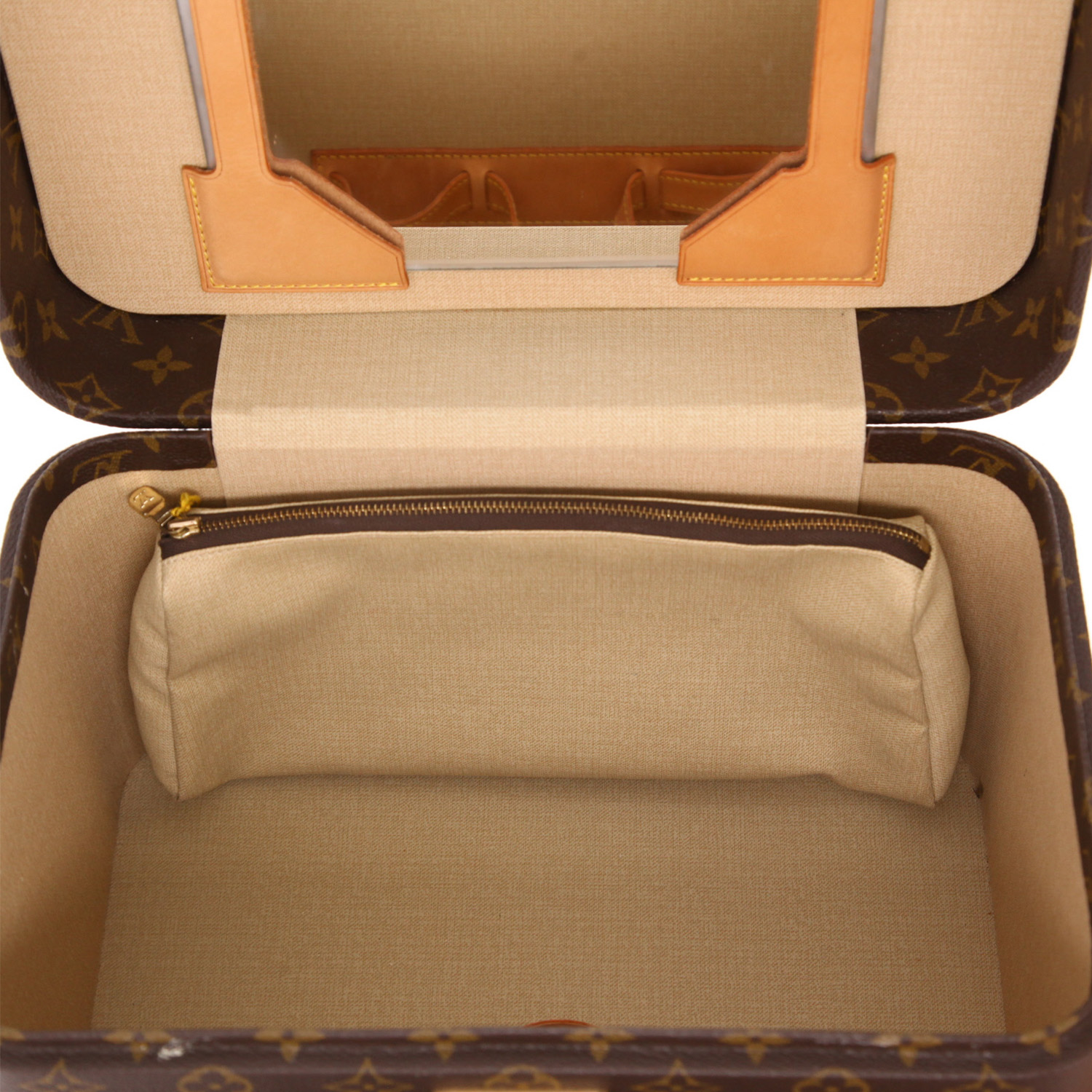 Louis Vuitton  Vanity in tela monogram cerata marrone e pelle naturale - Detail D3