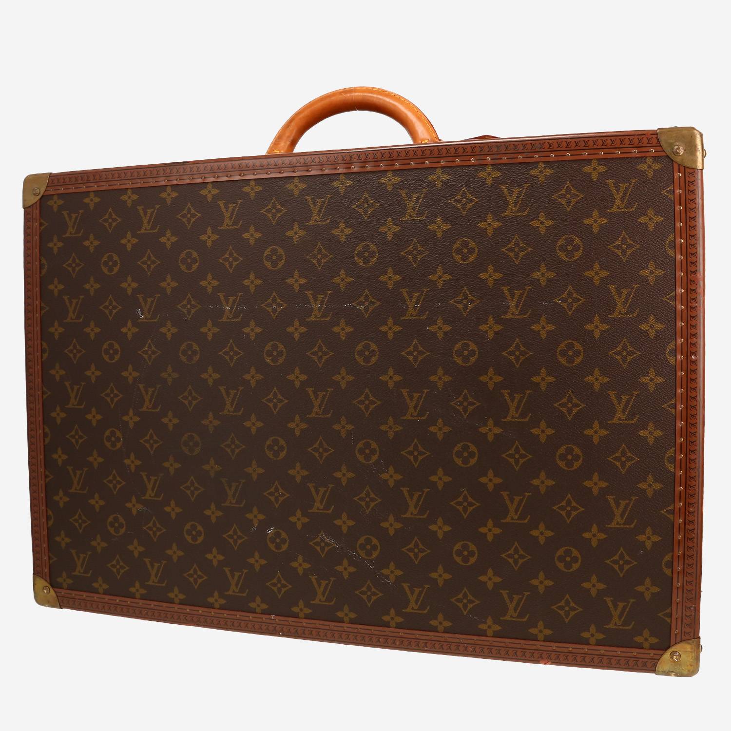 Valise Louis Vuitton  Alzer 60 en toile monogram marron et cuir naturel
