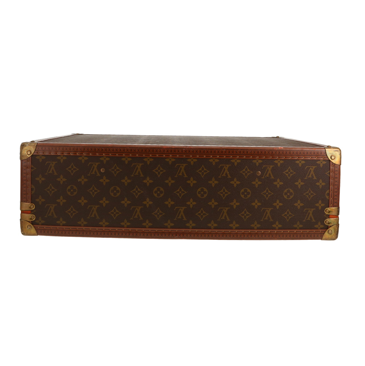 Valise Louis Vuitton Alzer 60 en toile monogram marron et cuir naturel - Detail D1