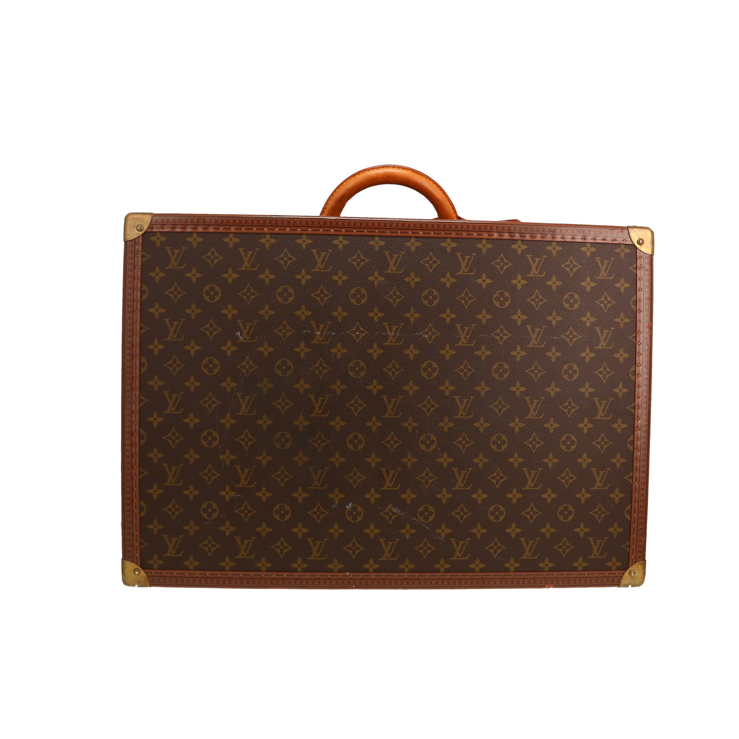 Valise Louis Vuitton Alzer 60 en toile monogram marron et cuir naturel - Detail D4