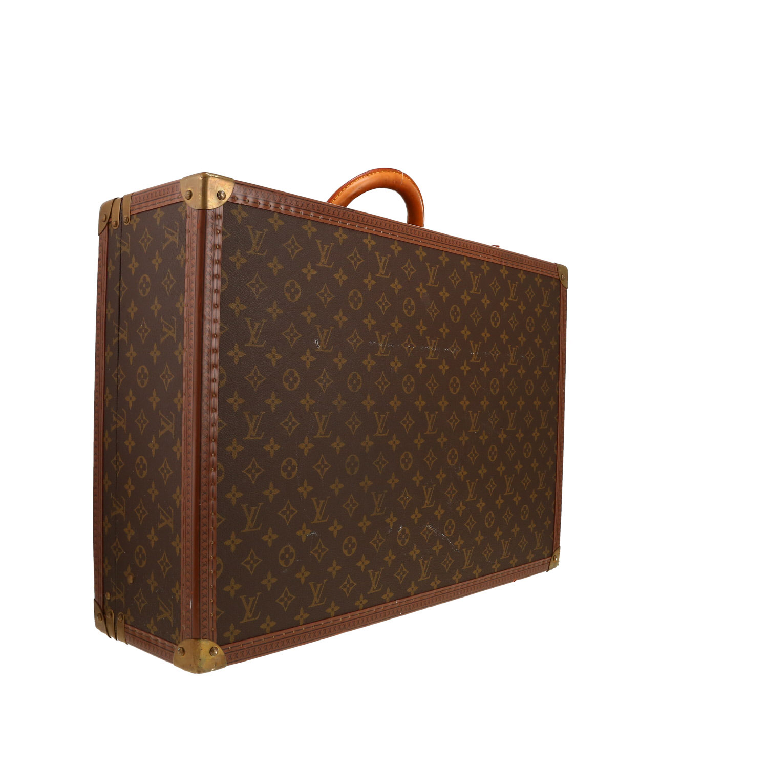 Valise Louis Vuitton Alzer 60 en toile monogram marron et cuir naturel - Detail D5