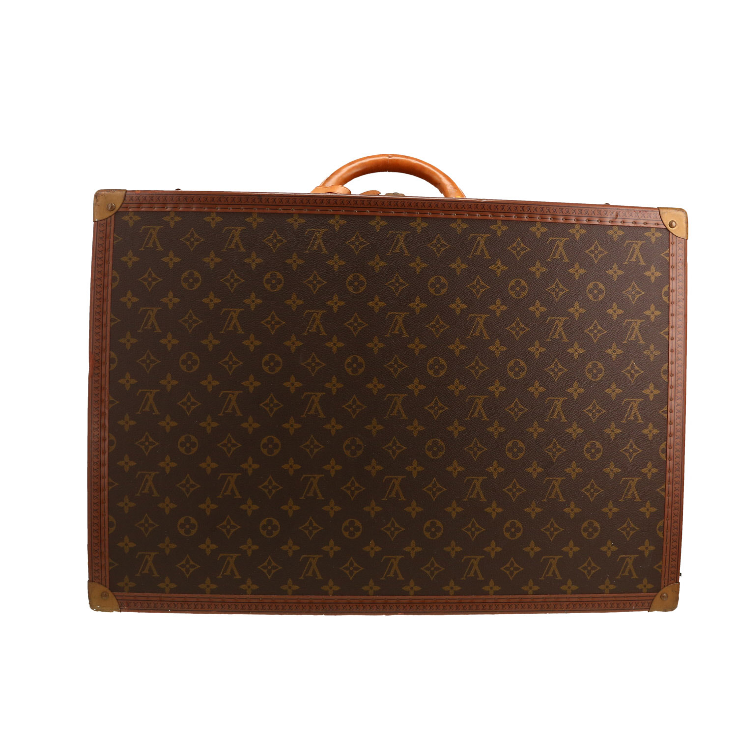 Valise Louis Vuitton Alzer 60 en toile monogram marron et cuir naturel - Detail D7