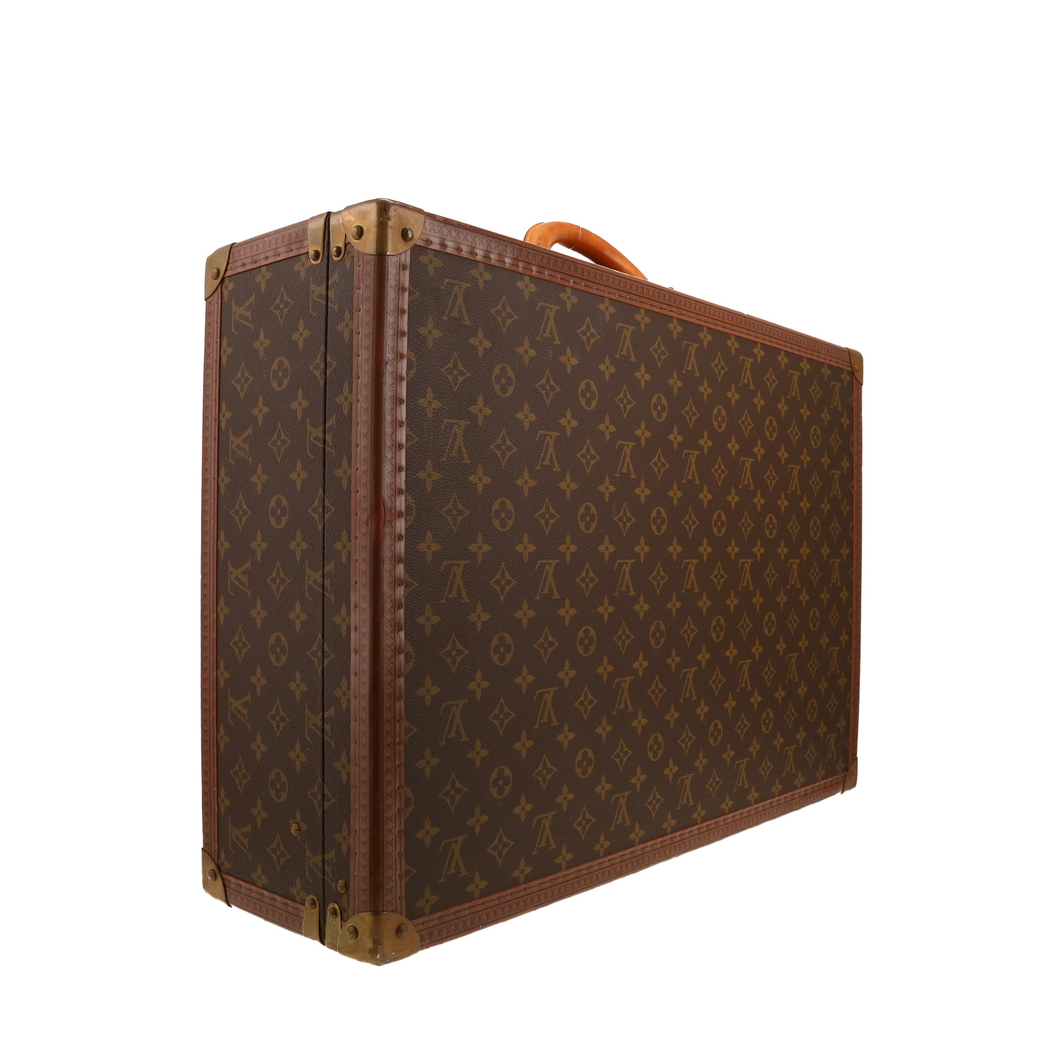Valigia Louis Vuitton Alzer 60 in tela monogram marrone e pelle naturale - Detail D8
