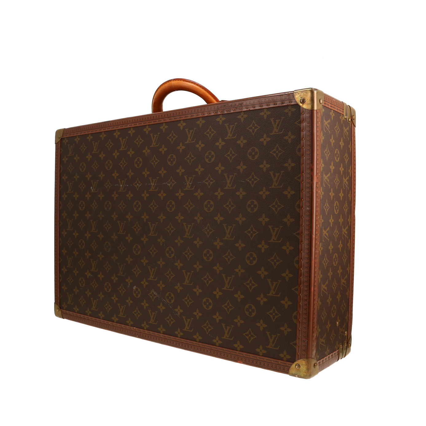 Valise Louis Vuitton Alzer 60 en toile monogram marron et cuir naturel - Detail D9
