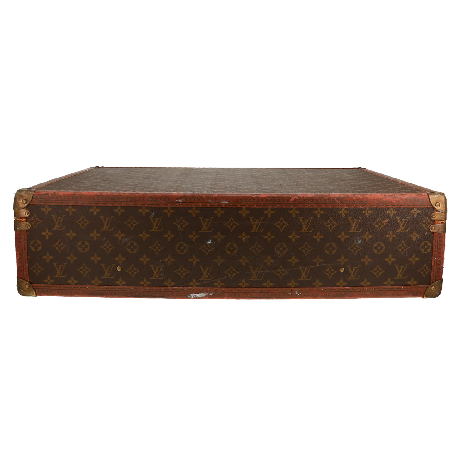 Louis Vuitton Alzer 70 suitcase in brown monogram canvas and natural leather - Detail D1