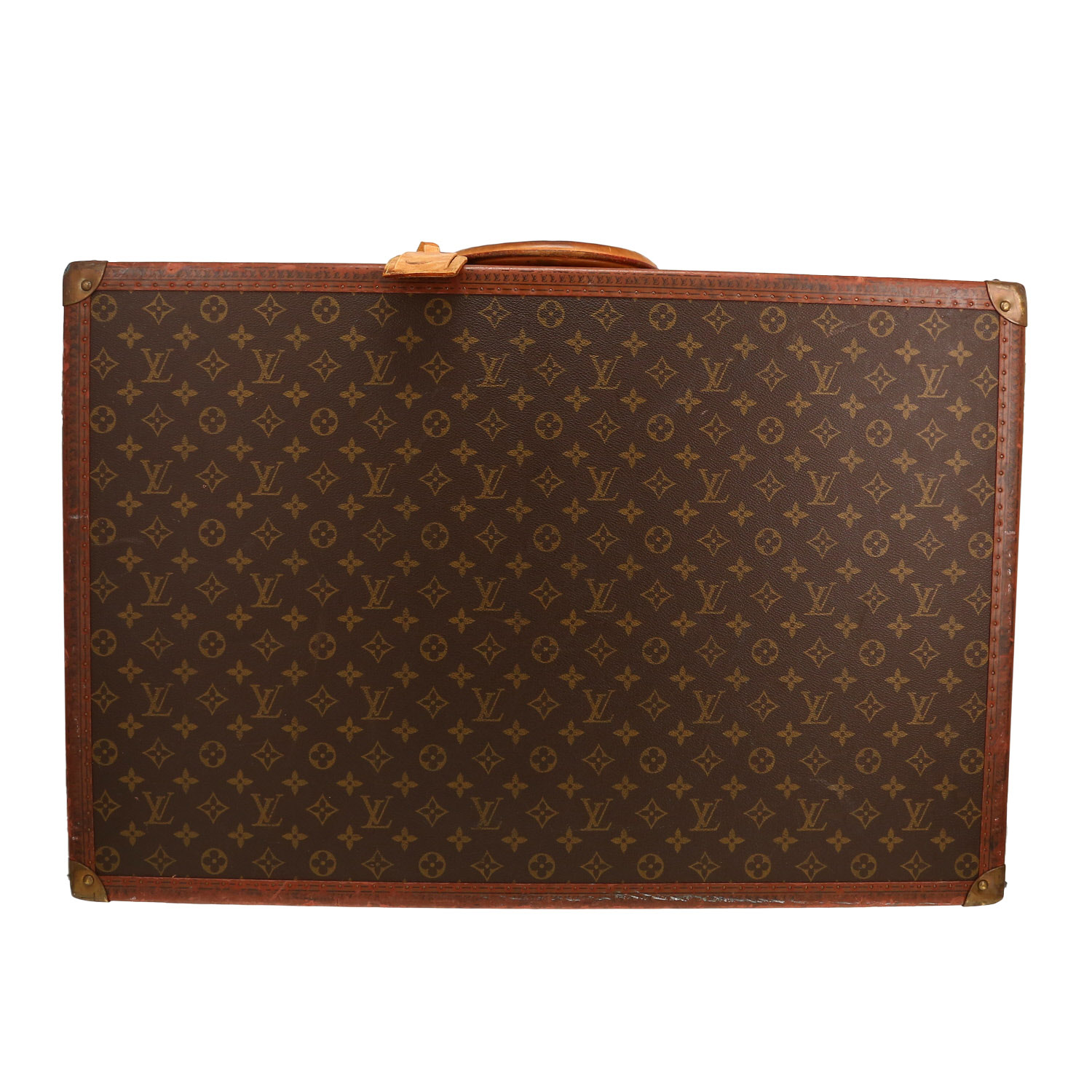 Louis Vuitton Alzer 70 suitcase in brown monogram canvas and natural leather - Detail D4