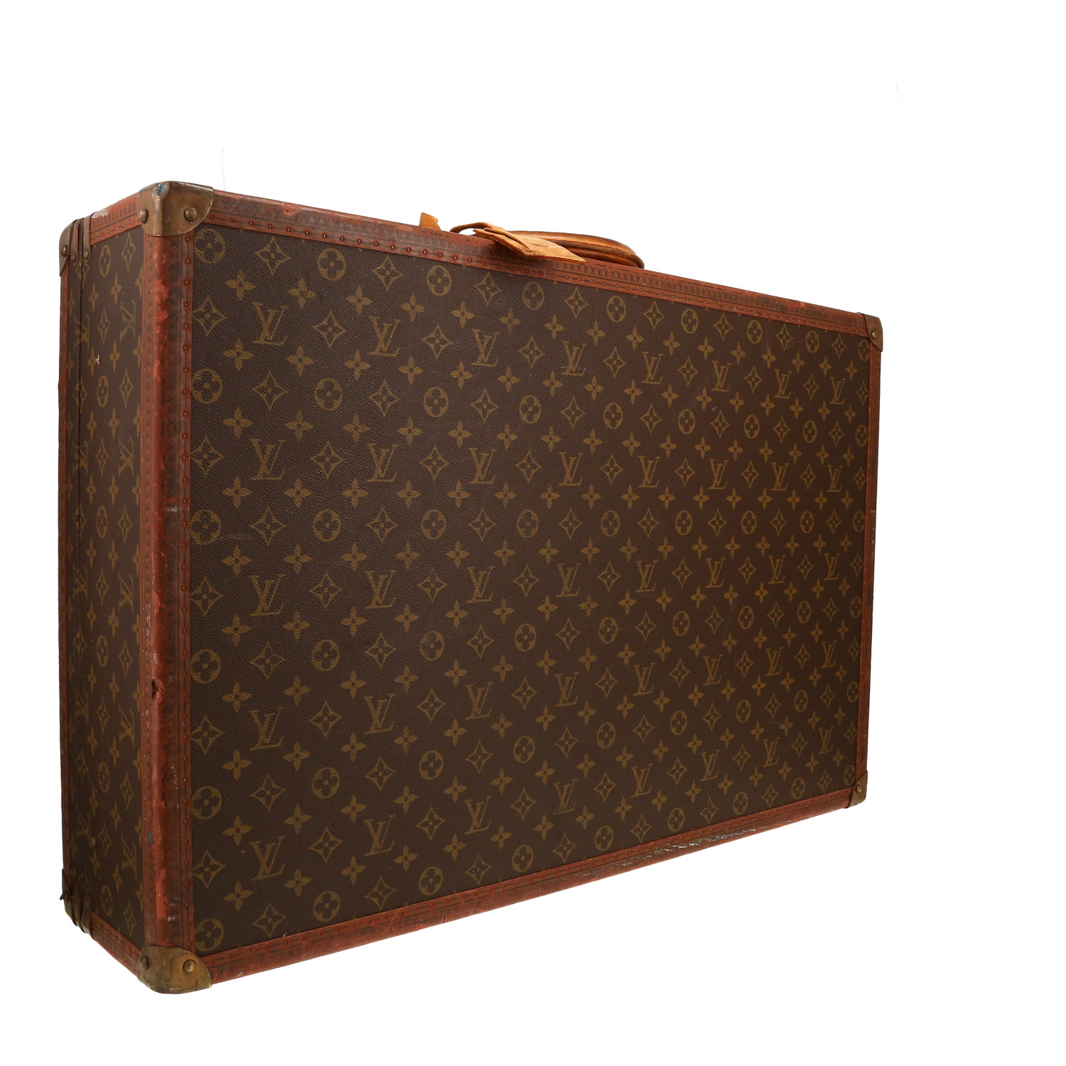 Louis Vuitton Alzer 70 suitcase in brown monogram canvas and natural leather - Detail D5
