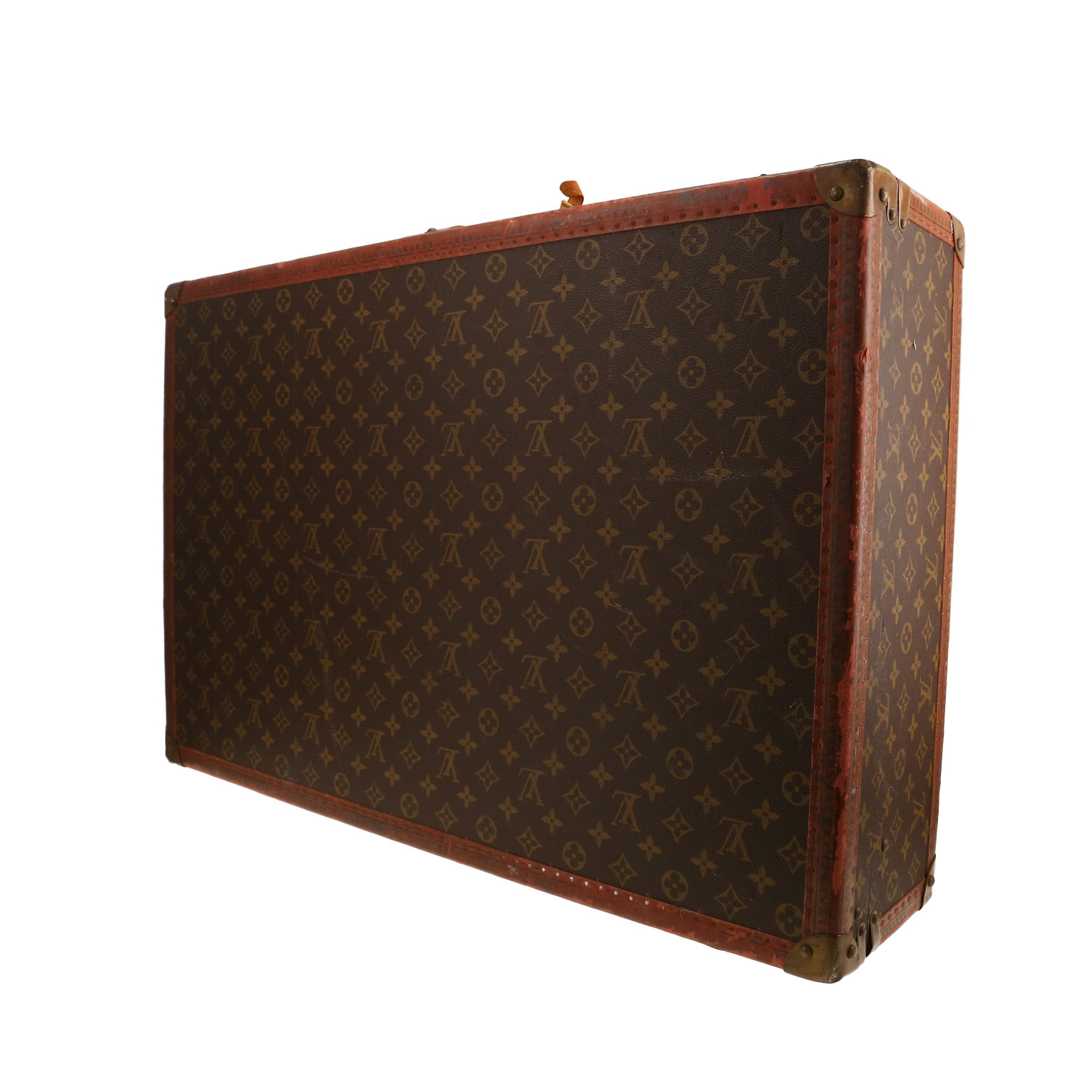 Louis Vuitton Alzer 70 suitcase in brown monogram canvas and natural leather - Detail D6
