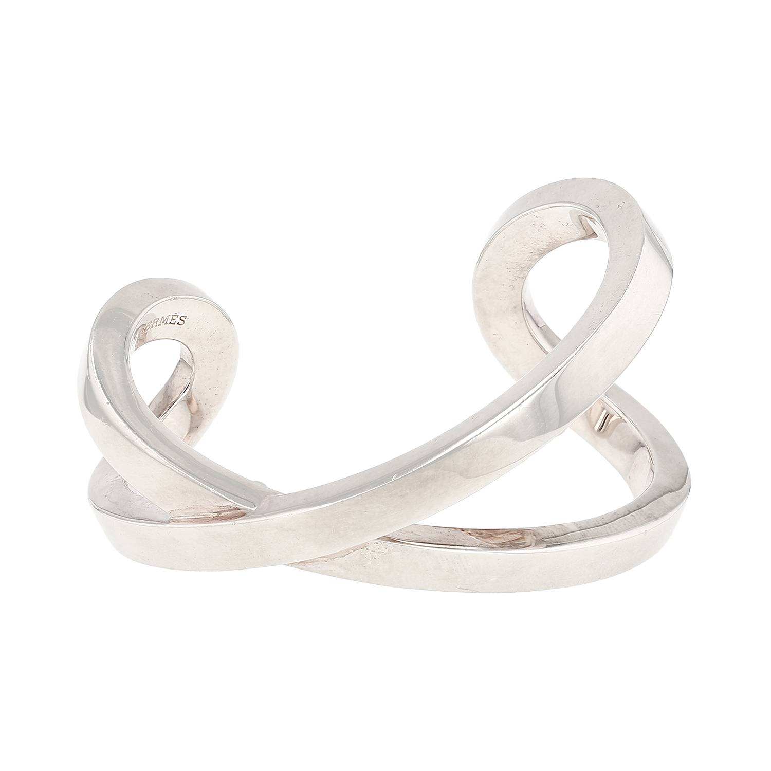 Bracelet manchette ouvert Hermès en argent