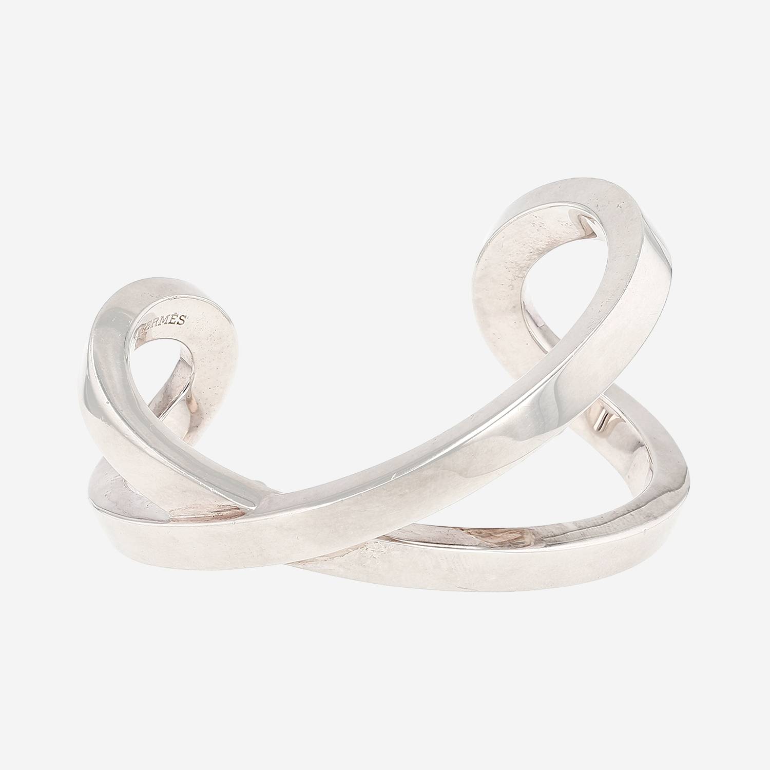 Bracelet manchette ouvert Hermès  en argent