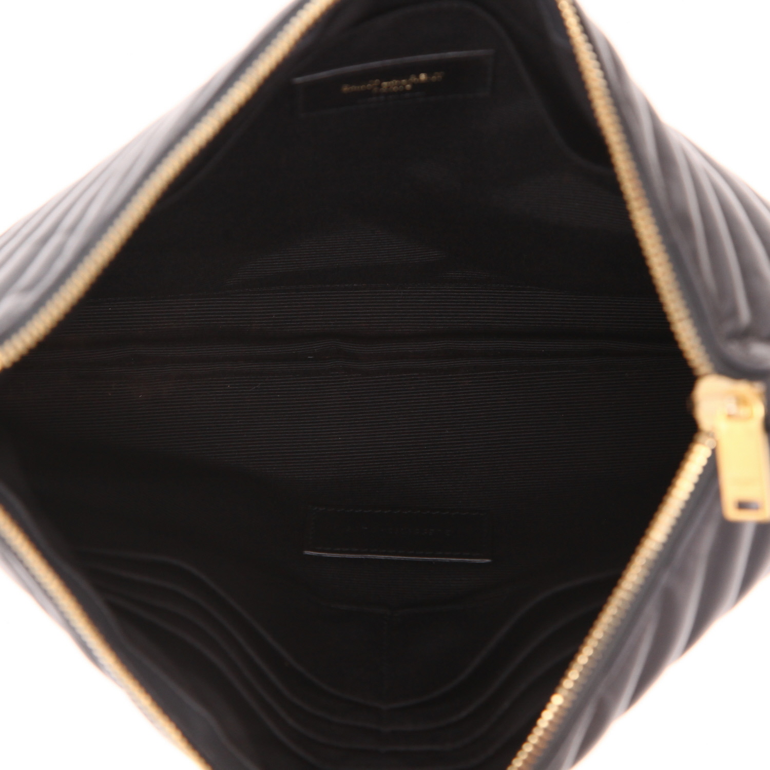 Pochette Saint Laurent   en cuir matelassé chevrons gris - Detail D3