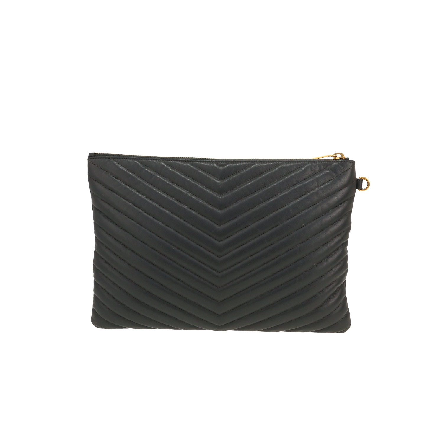 Saint Laurent   pouch  in grey chevron quilted leather - Detail D7