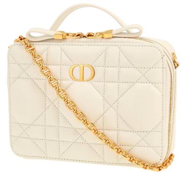 Dior  Caro shoulder bag  in white leather cannage